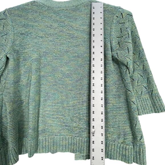 Christopher Banks Cardigan Sweater Womens Size XL Green Blue Open Front Knit - Picture 3 of 6